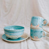 Handmade ceramic Latte Coral cup with sea and coral design